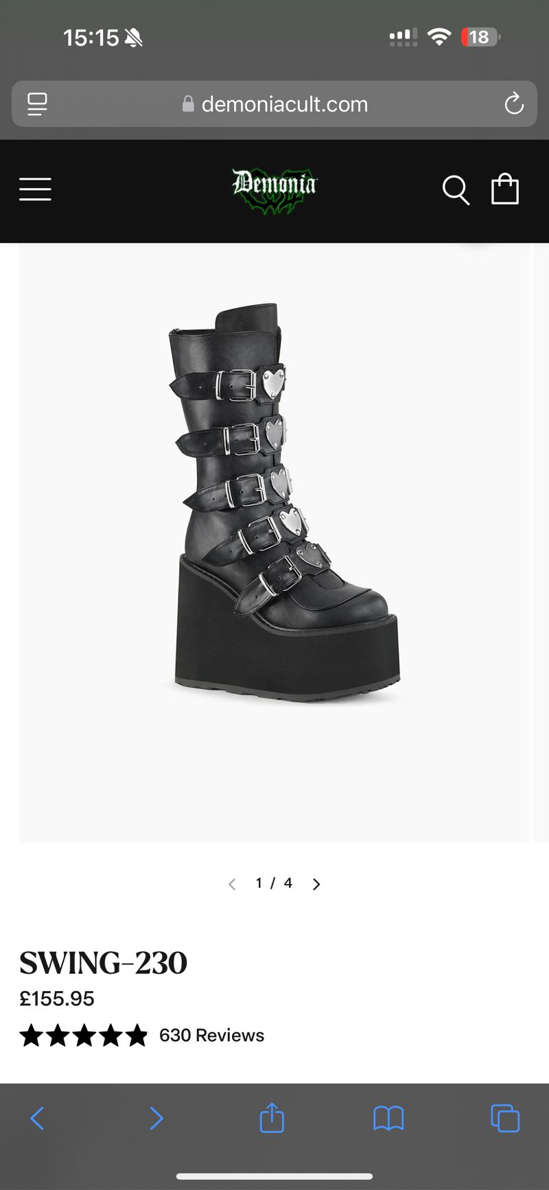 DEMONIACULT SWING 230 Black Heart Platform Boot, foto 9