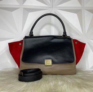 Celine Black Trapeze Tricolor Leather Satchel Multiple color