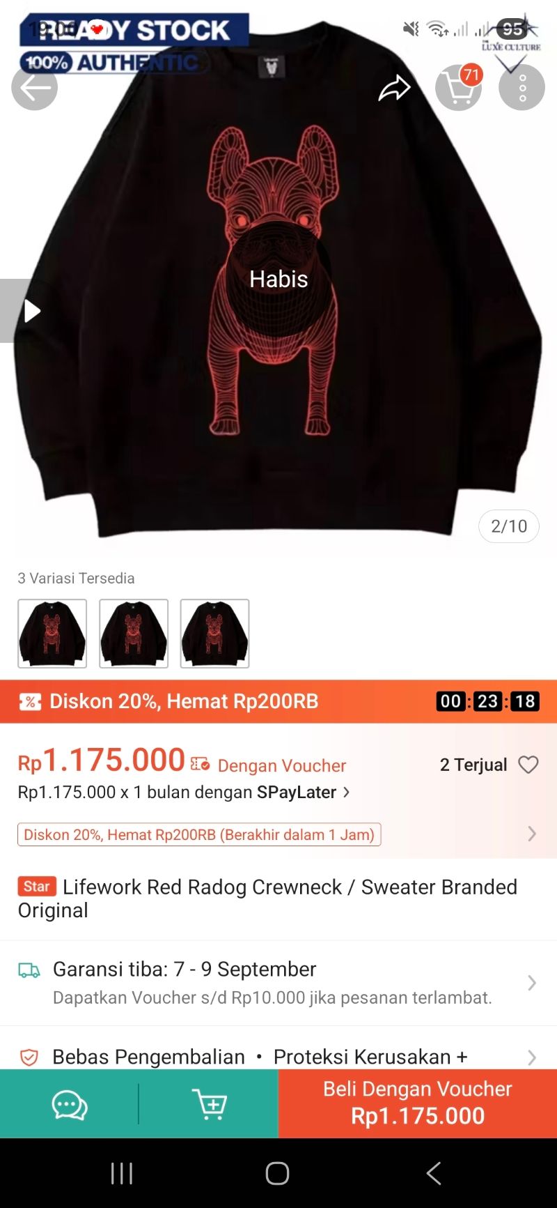 CREWNECK LIFEWORK RED RADOG ORIGINAL 100%, foto 4