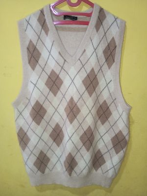 vest rajut ketupat bulu fuzzy