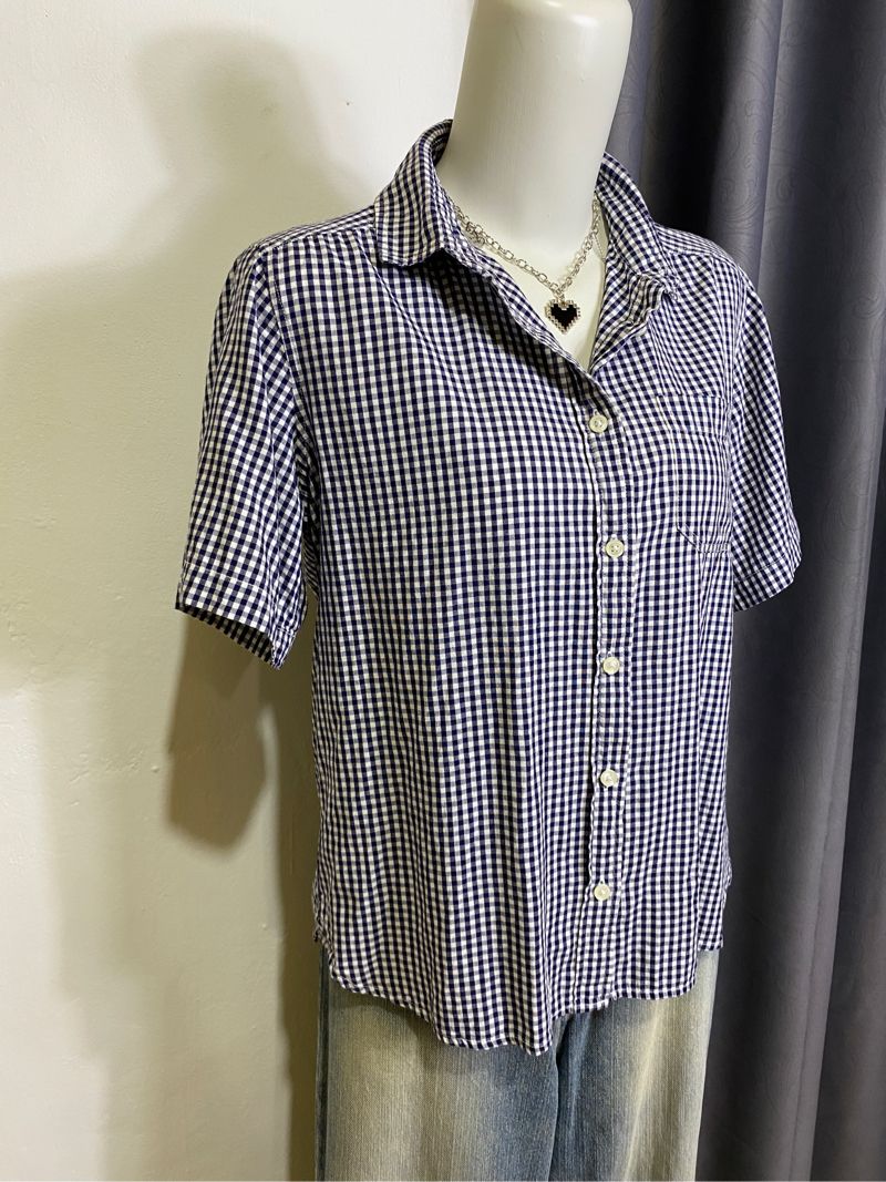 GU boxy crop plaid shirt, foto 7