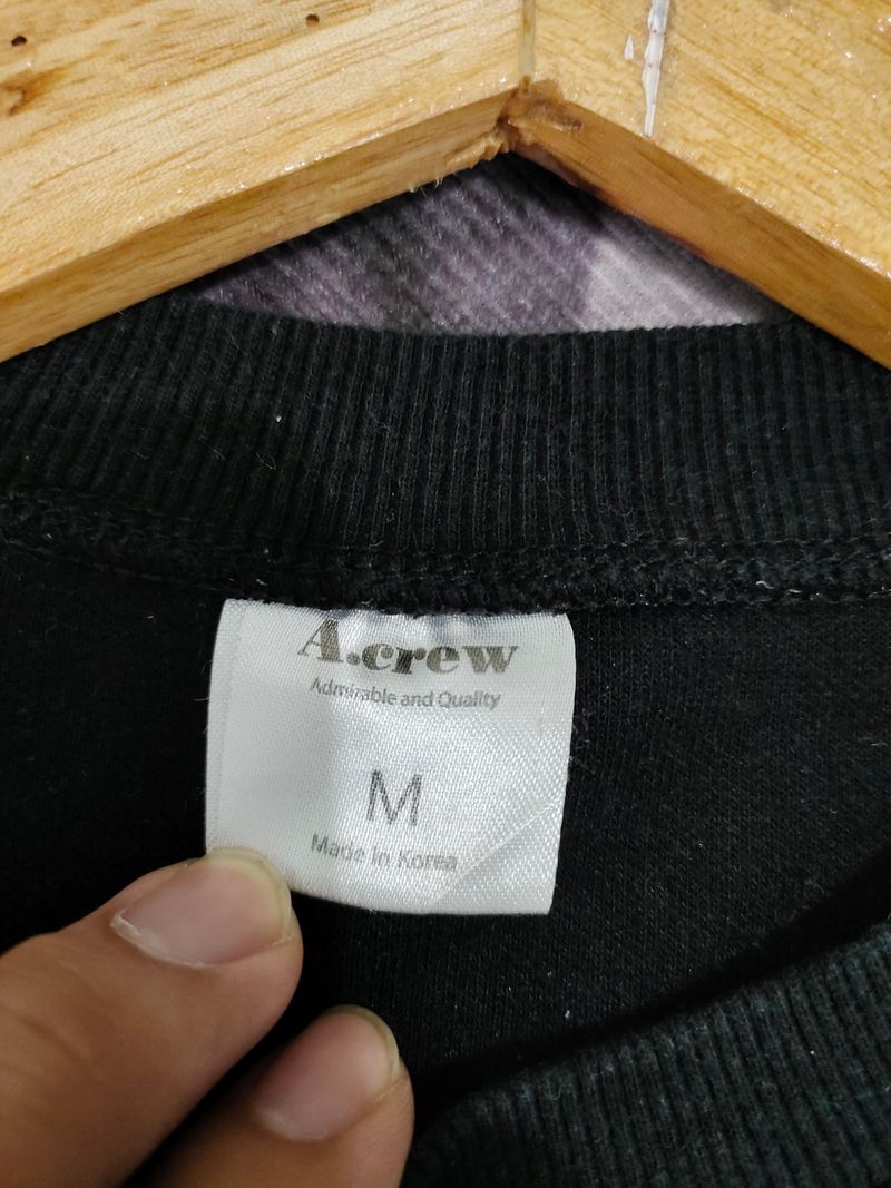 Crewneck Sweater Hitam Basic A Crew Original, foto 5