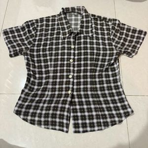 checkered collar top blouse