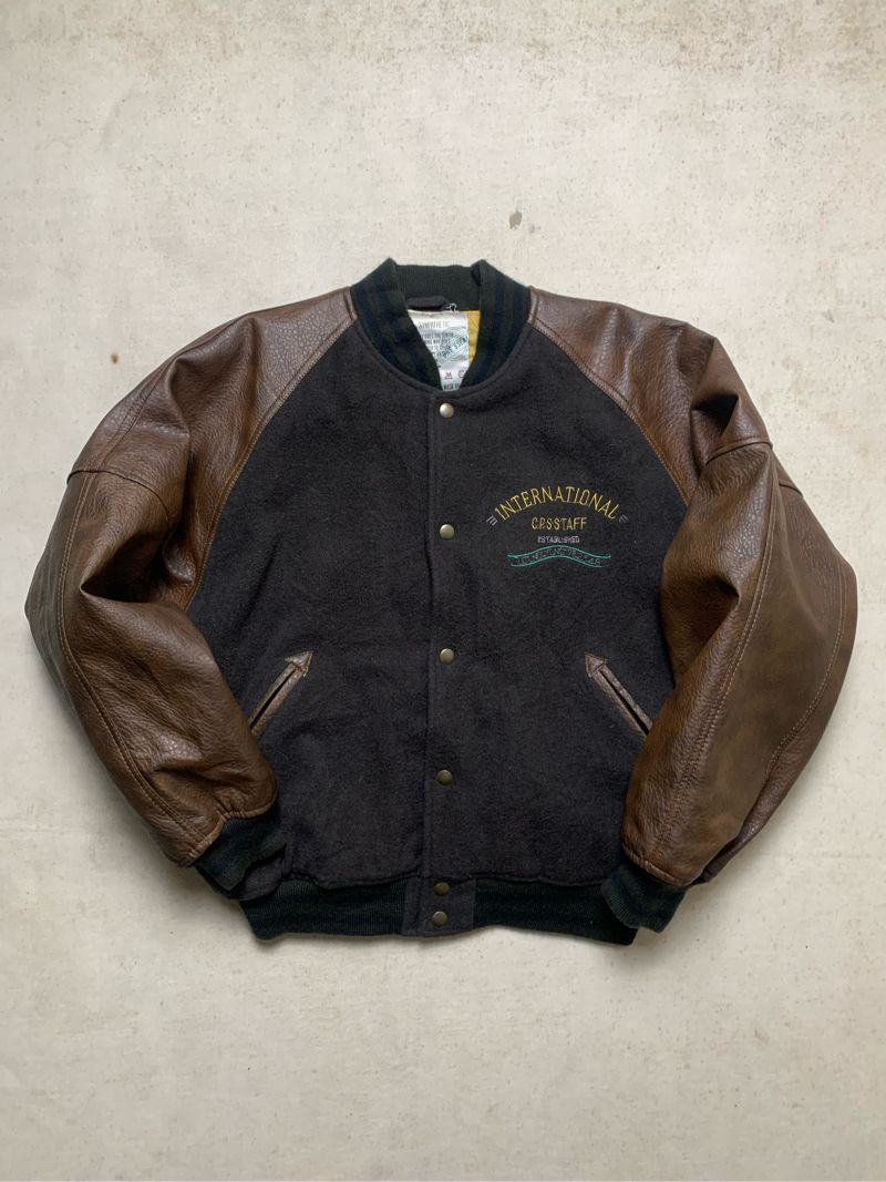 Vintage Deck Staff Leather Wool Varsity Jacket   Size : M Bo, foto 5