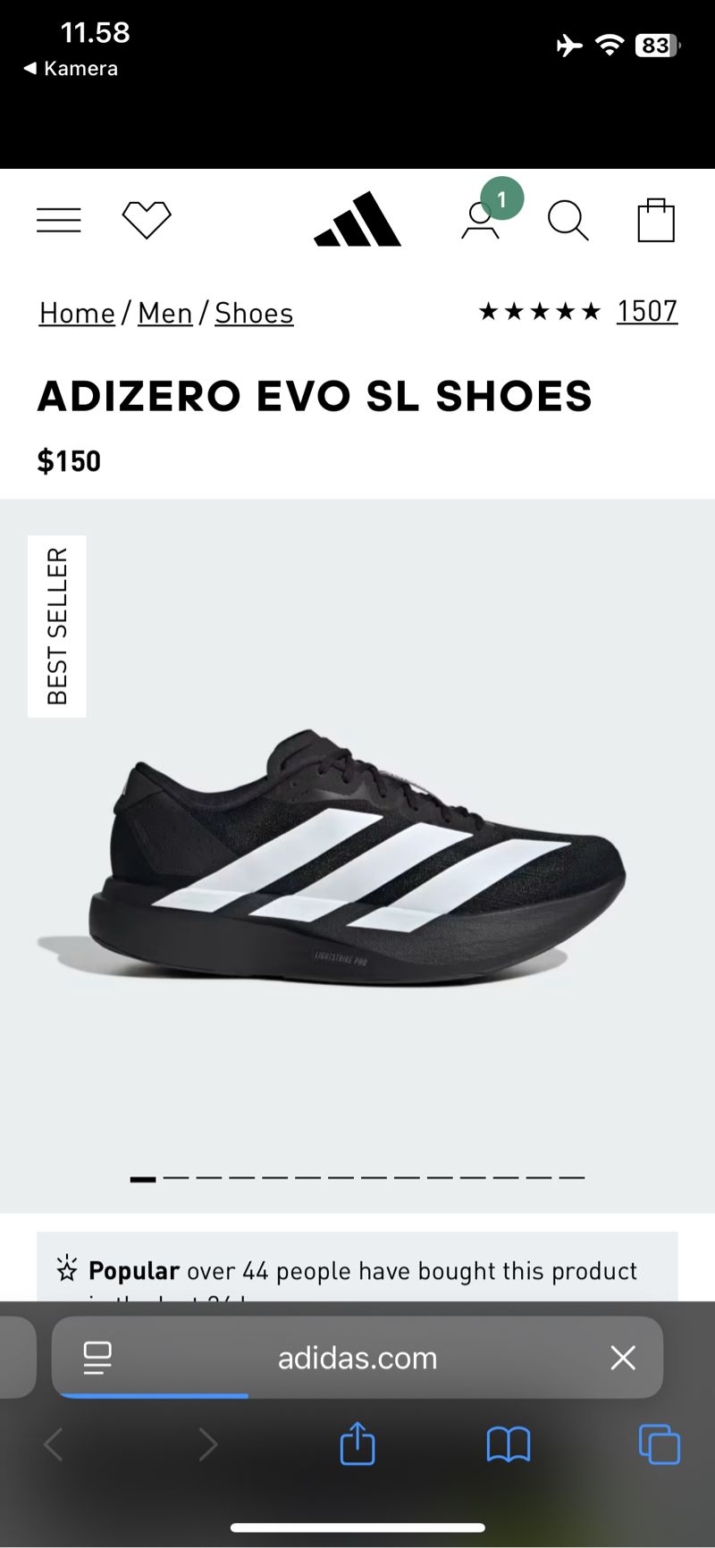 Adidas Running Adizero Evo SL Black, foto 9
