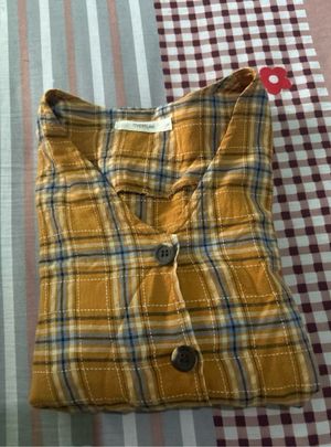 Blouse Kotak-Kotak Kuning Korean Style