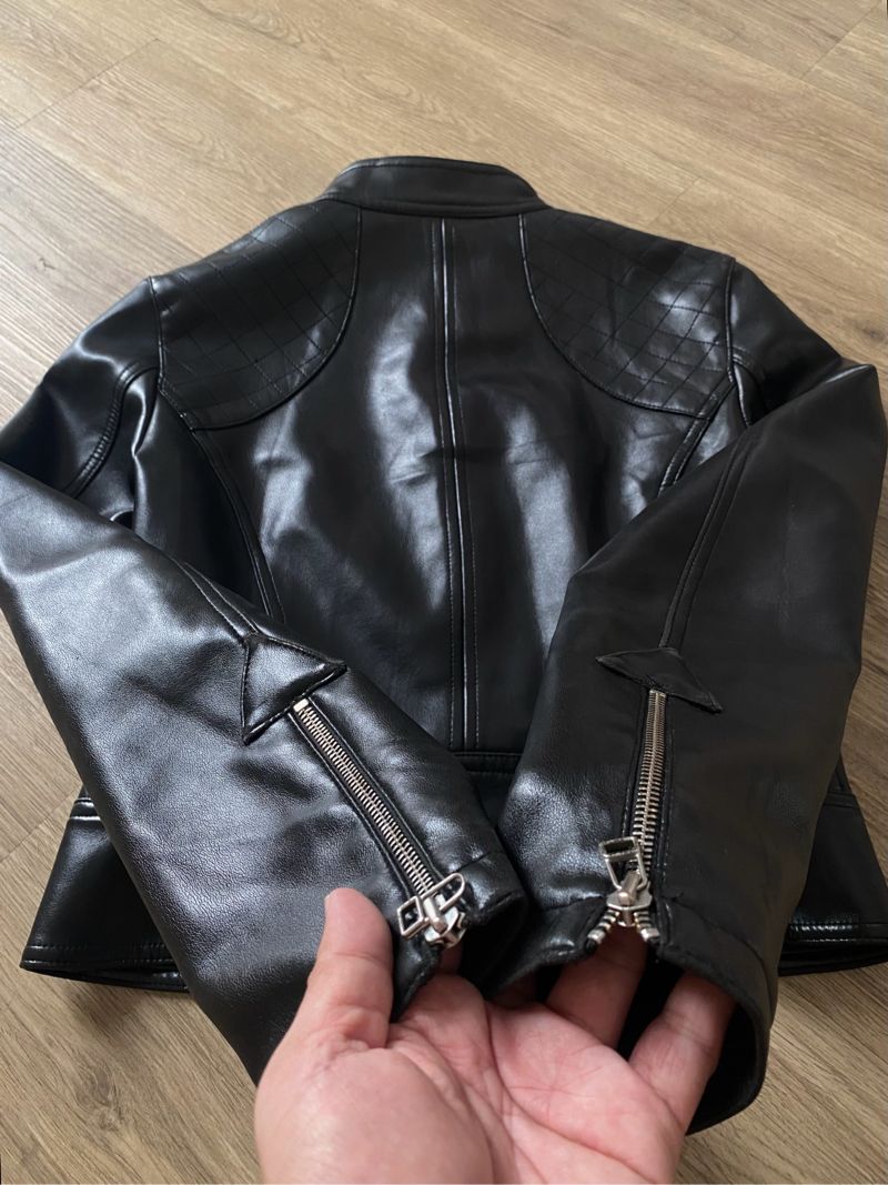 TRF ROCKS CAFERACER LEATHER JACKET| BIKER | CASUAL | OUTER, foto 9