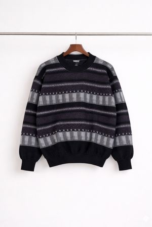 Sweater Vintage Motif 3D Knitwear Rajut Pattern Mirip Coogi