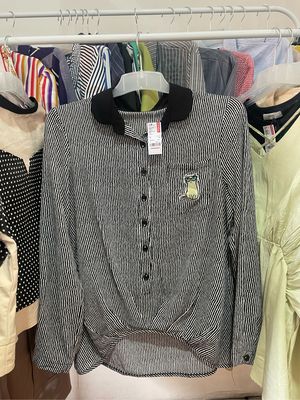 BLOUSE WANITA KOREAN KEMEJA PATCH KUCING