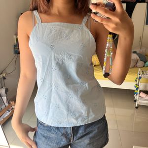 eyelet katbol sky blue tank