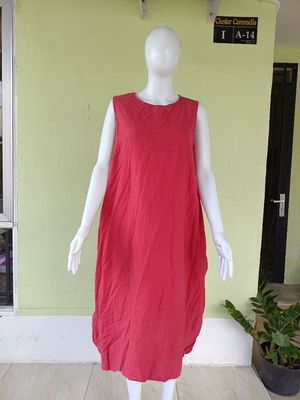 LONGDRESS MERAH KATUN