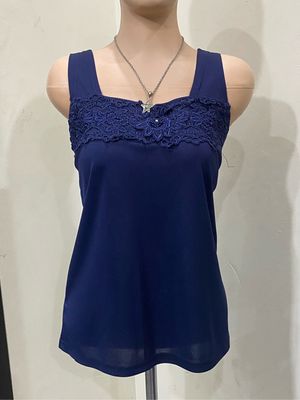 Y2K Lace Trim Square Neckline Top