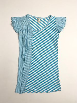 Y2k Betty Boop Asymmetric Tee Ruffle Blue And White