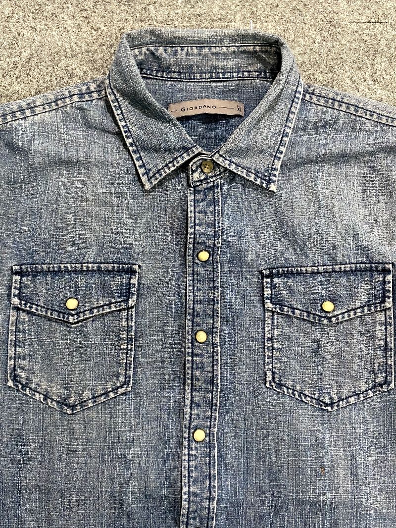kemeja giordano denim double pocket, foto 2