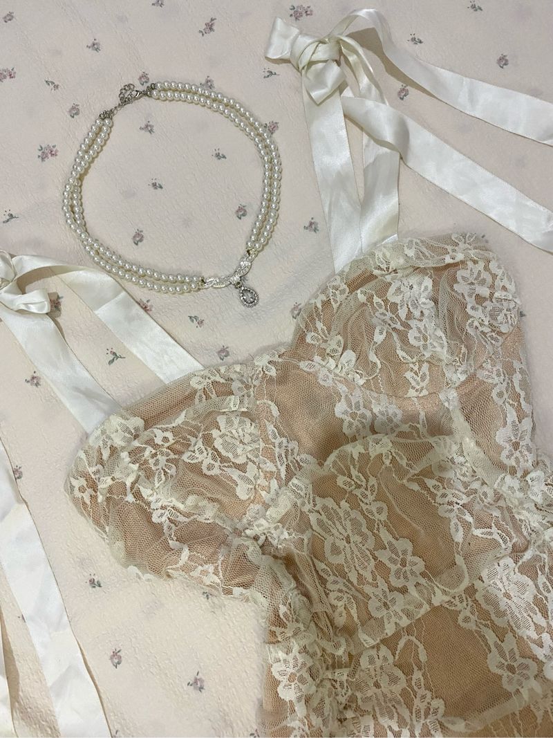 Top lace ribbon coquette, foto 2