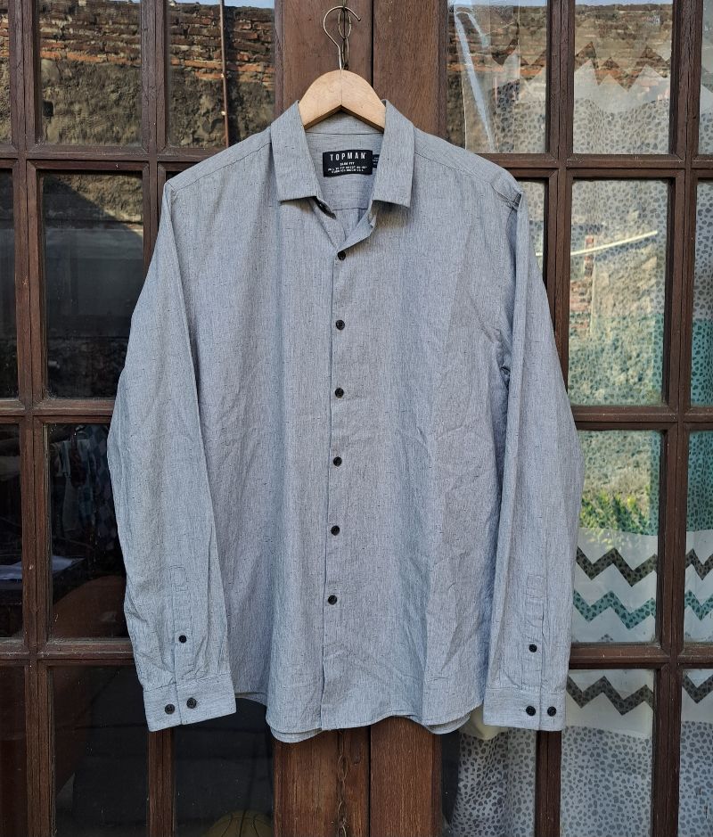 Kemeja TOPMAN Lengan Panjang Mens Large Slim Preloved