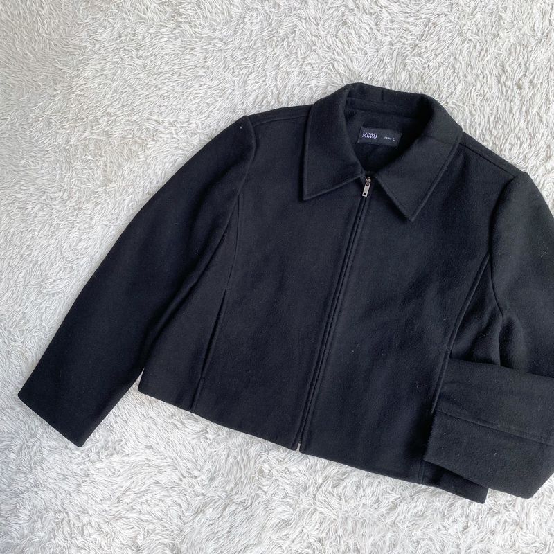 Mixxo Wool Blend Crop Jacket Oversized Core Black, foto 4