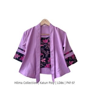Kebaya Kutubaru Ungu Motif Batik