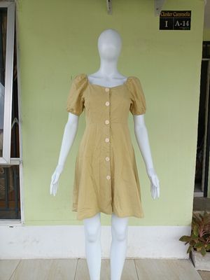 DRESS LENGAN BALON KATUN MURAH