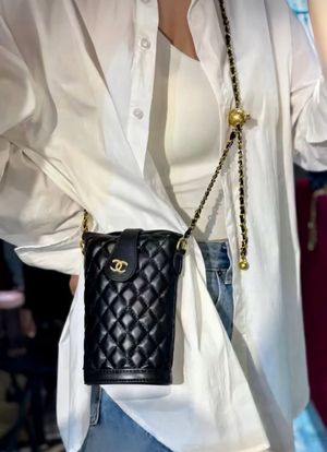 chanel phone sling bag in black