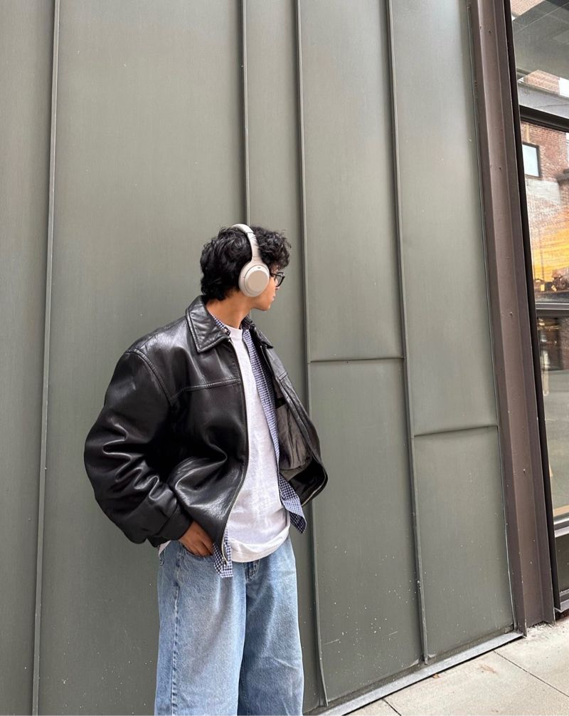 2000’s VTWO double zip black leather jacket, foto 4