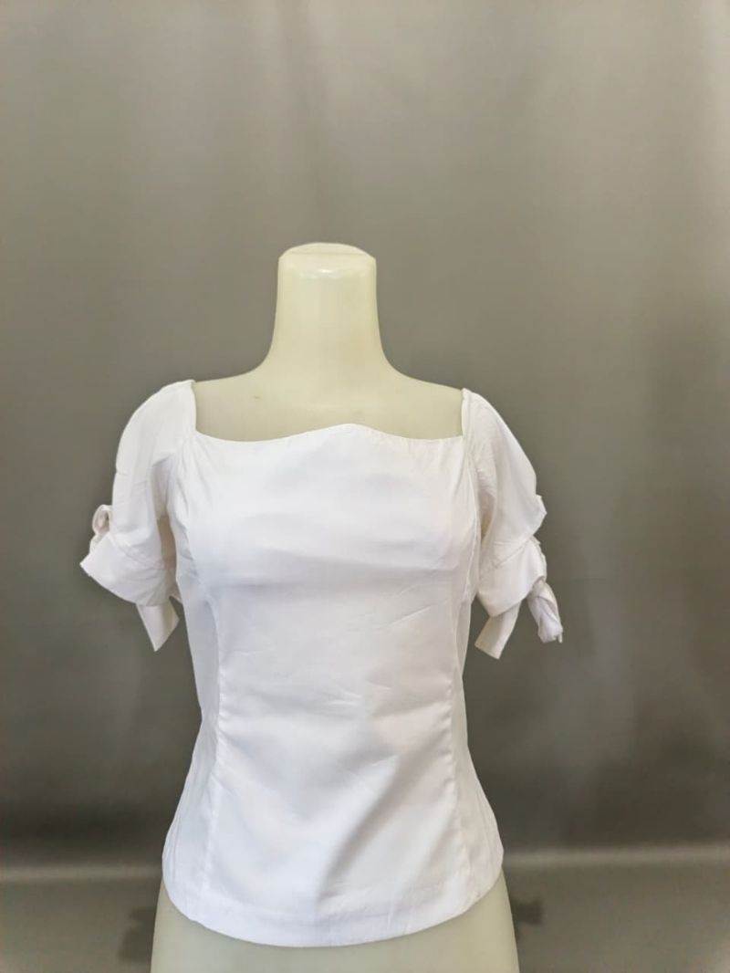 Blouse crop putih, foto 7