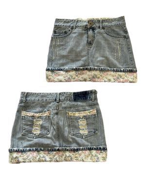 Y2K Caiyu Jeans Floral denim skirt