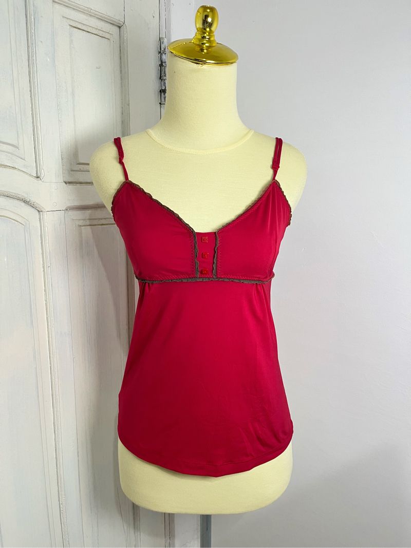 MNG Basics Maroon Button Detail Spaghetti Strap Tanktop, foto 2