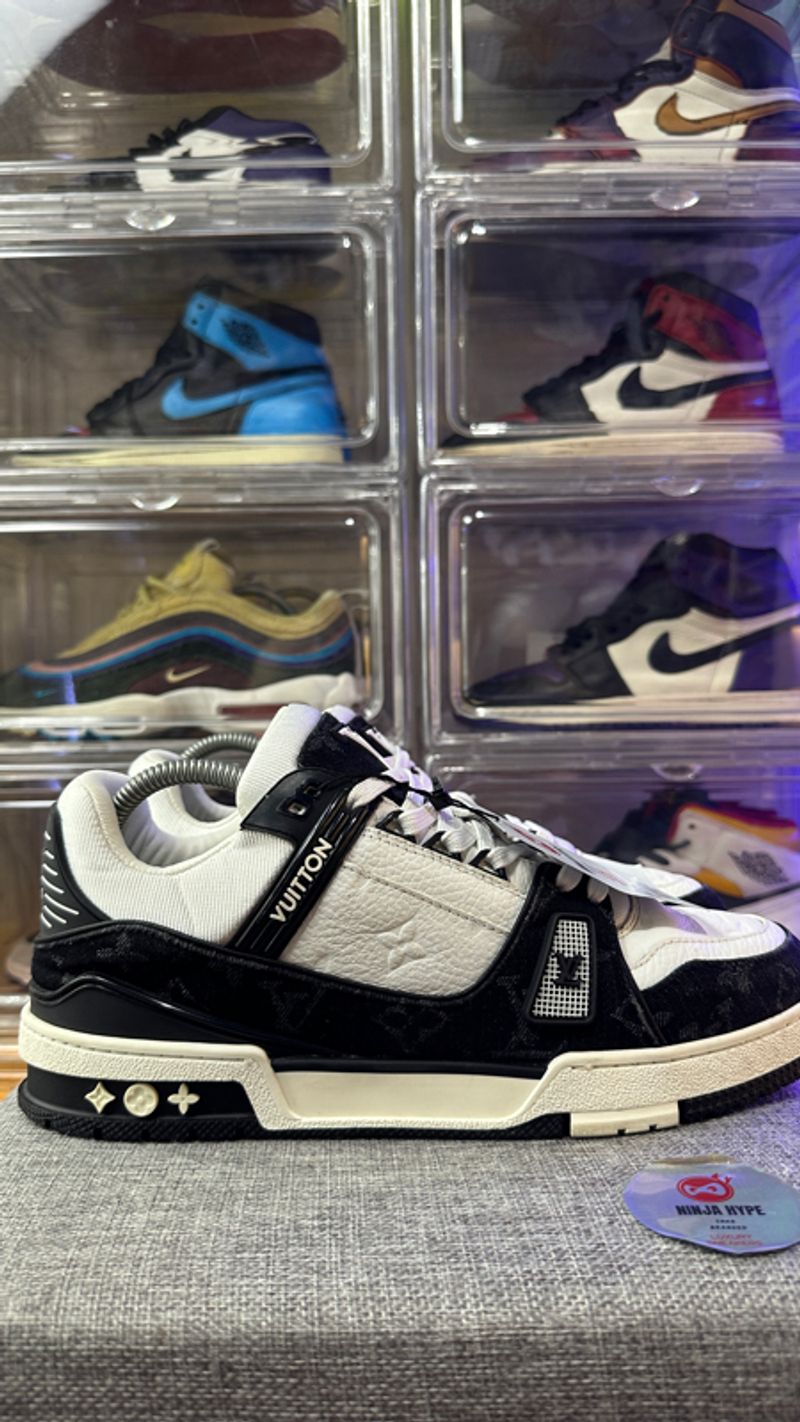 LOUIS VUITTON TRAINER MONOGRAM DENIM BLACK WHITE PANDA , LOU, foto 4