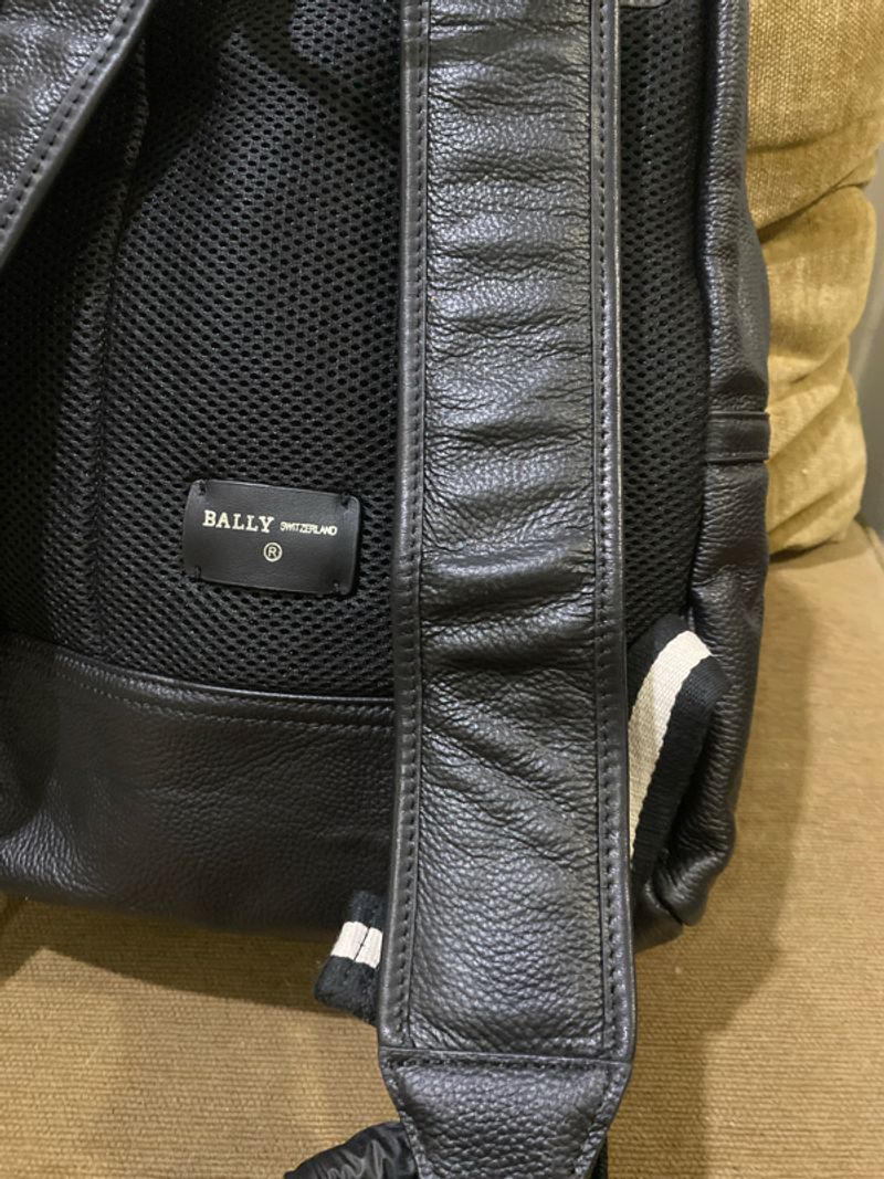 Backpack BALLY black leather red white stripes good quality, foto 10