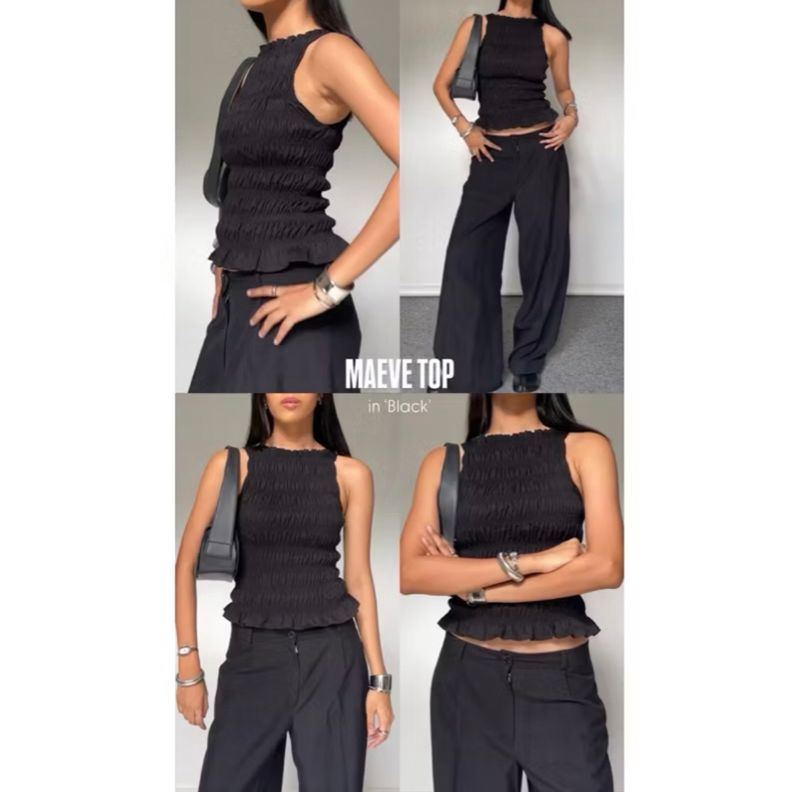 Maeve Ruffle Black Top, foto 4