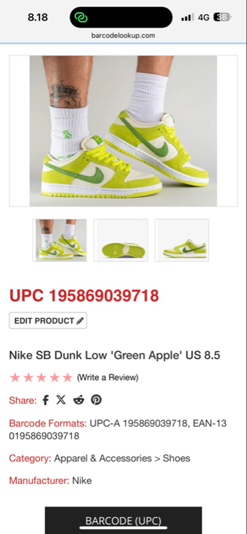 SB DUNK LOW GREEN APPLE  , SB DUNK LOW APPLE , SB DUNK LOW G, foto 10