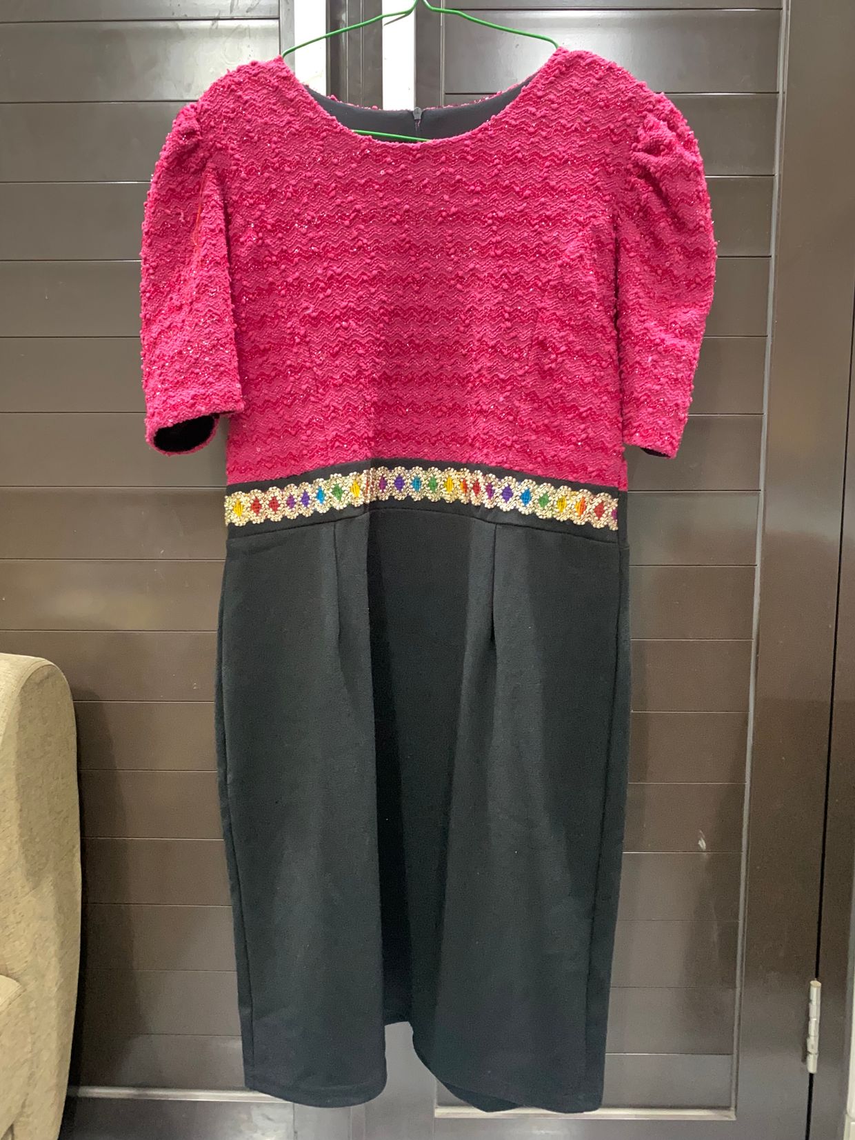 Vintage Pakaian adat Casual dress Wanita pink black