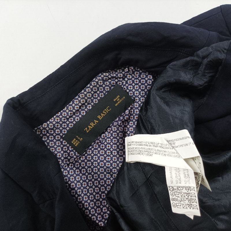 Zara basic navy cotton blazer size S wanita H142, foto 5