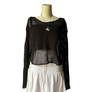 black fishnet crop longsleeve