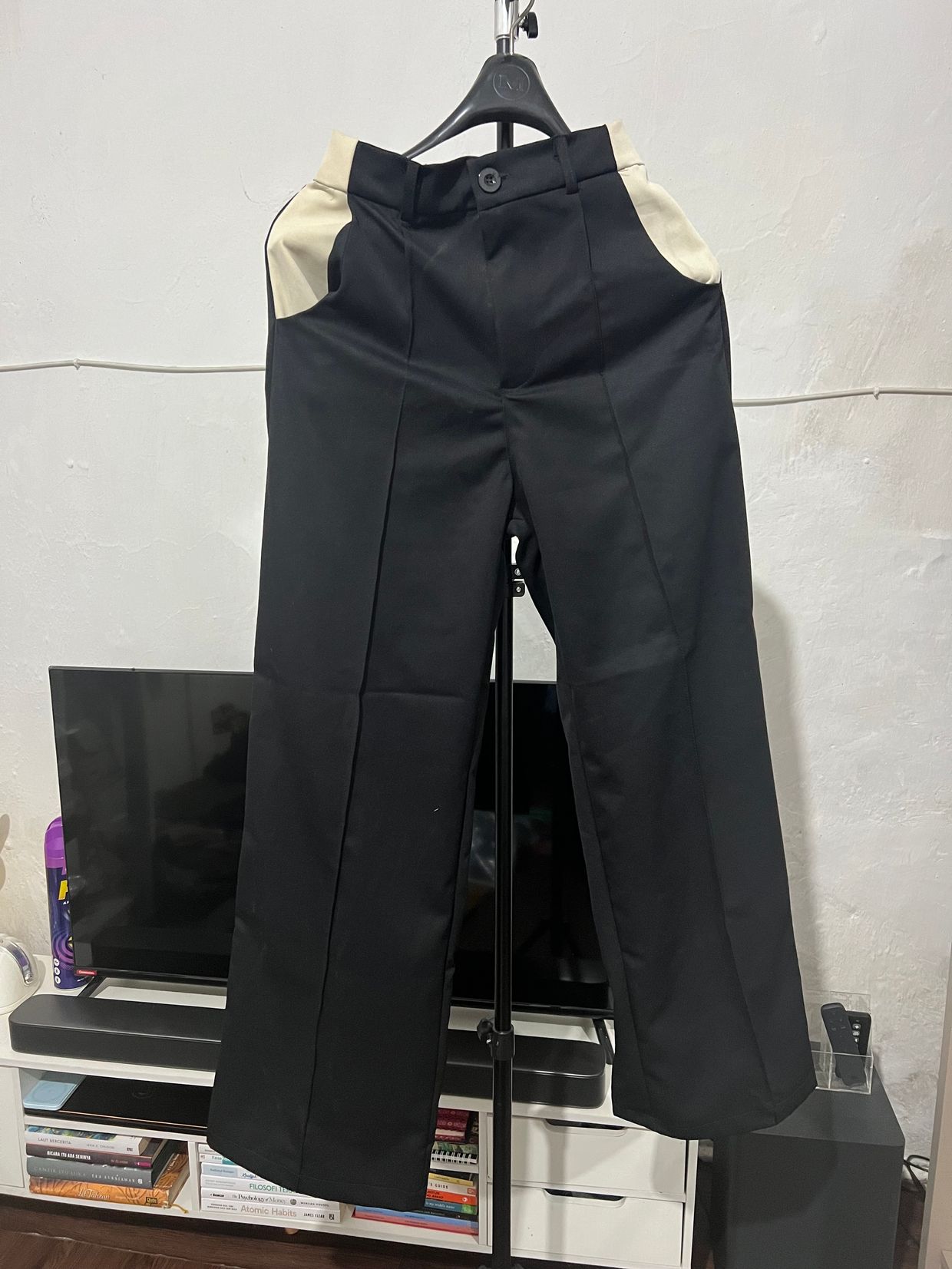 #FR2 Casual Casual trouser Wanita black cream