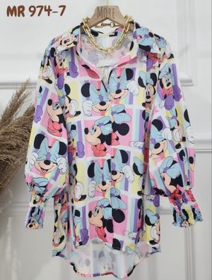KEMEJA SILK MOTIF MICKEY MOUSE