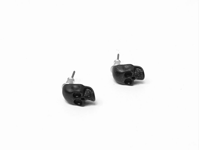 Stradivarius - black skull stud earrings, foto 3