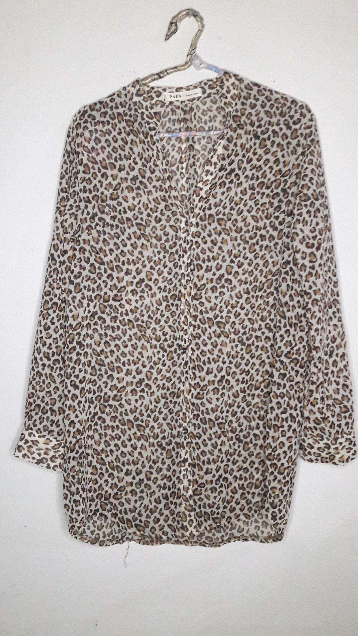Casual Shirt Wanita white tan brown