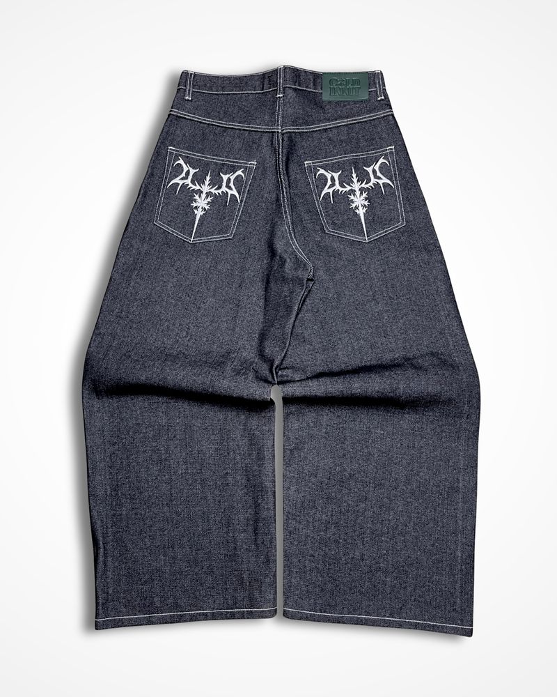 Cold Innit Raw Denim Wide Leg Baggy Pants - Preloved