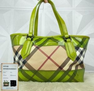 Burberry authentic Entrupy pvc Vinyl Shoulder Tote Satchel H
