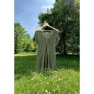 Green Y2K knit top