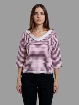 Baju garis putih merah korea