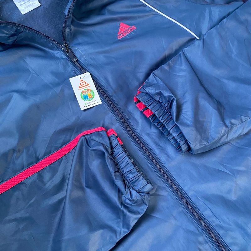 Windbreaker track jacket Adidas navy liat pink cakep, foto 4