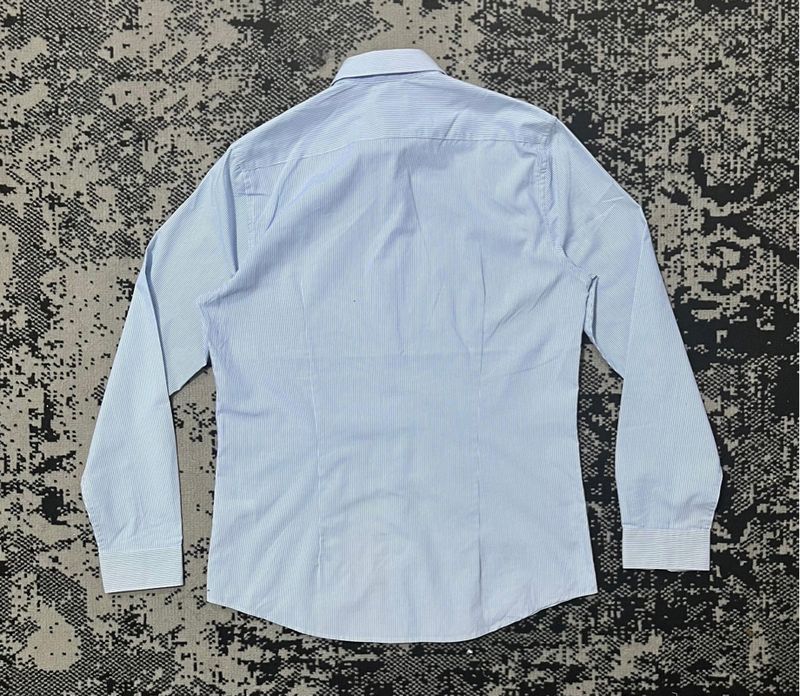 KEMEJA STRIPPED H&M BIRU EASY IRON, foto 5