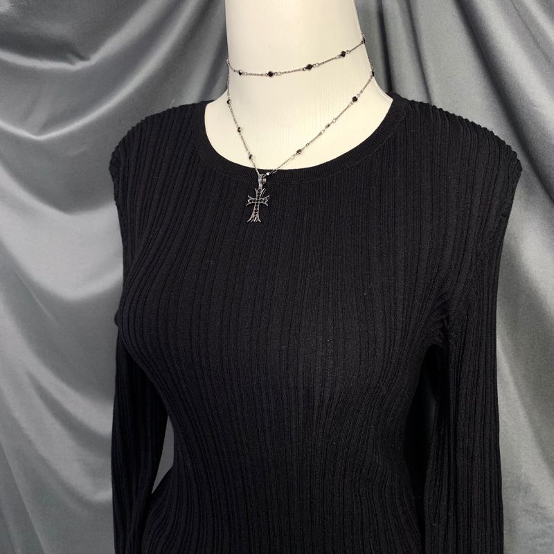 H&M RIB-KNIT TOP - BLACK, foto 2