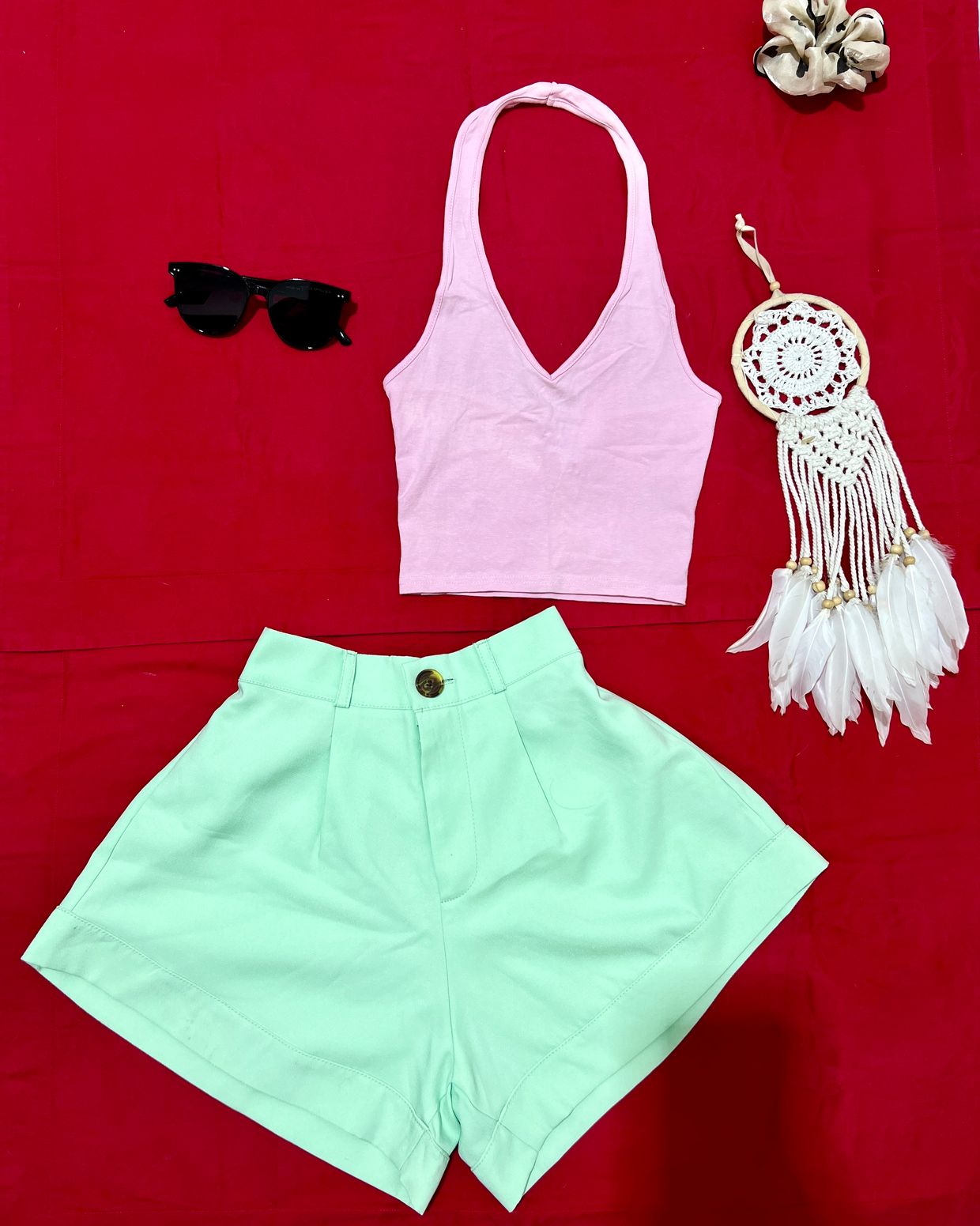 Vintage Wanita green pink