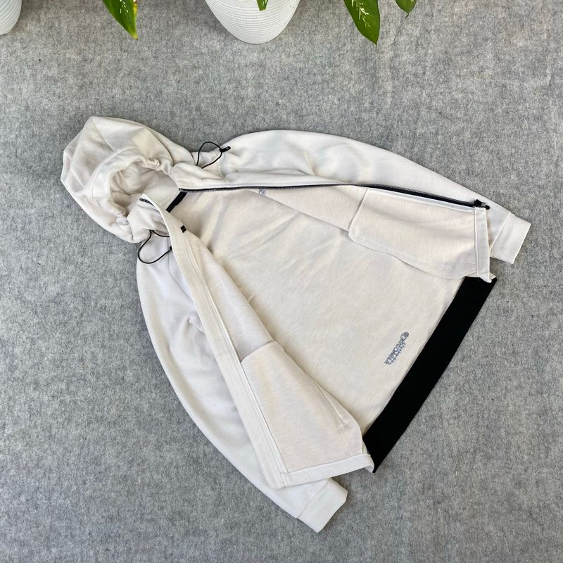 Jacket hoodie flace gorpcore discovery expedition putih kere, foto 5