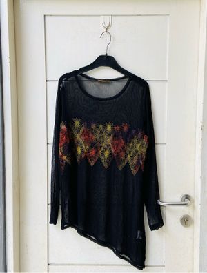 COSA-NOSTRA Black Mesh Long Sleeve T-Shirt
