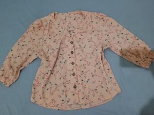 Blouse Motif Bunga Kecil Korean Look Pink Peach
